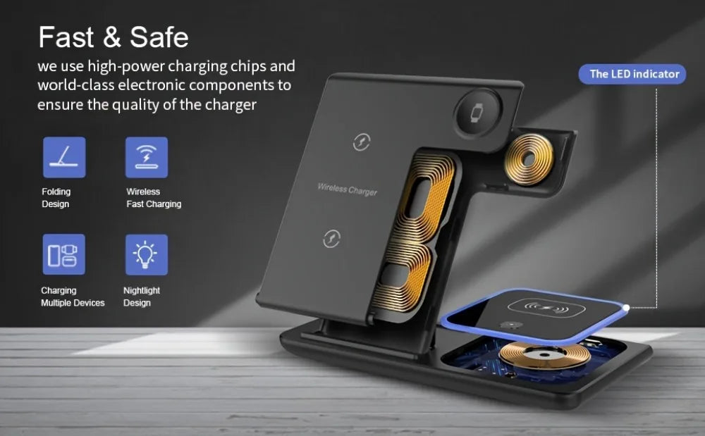 Ładowarka bezprzewodowa  3w1 - ładowanie indukcyjne!