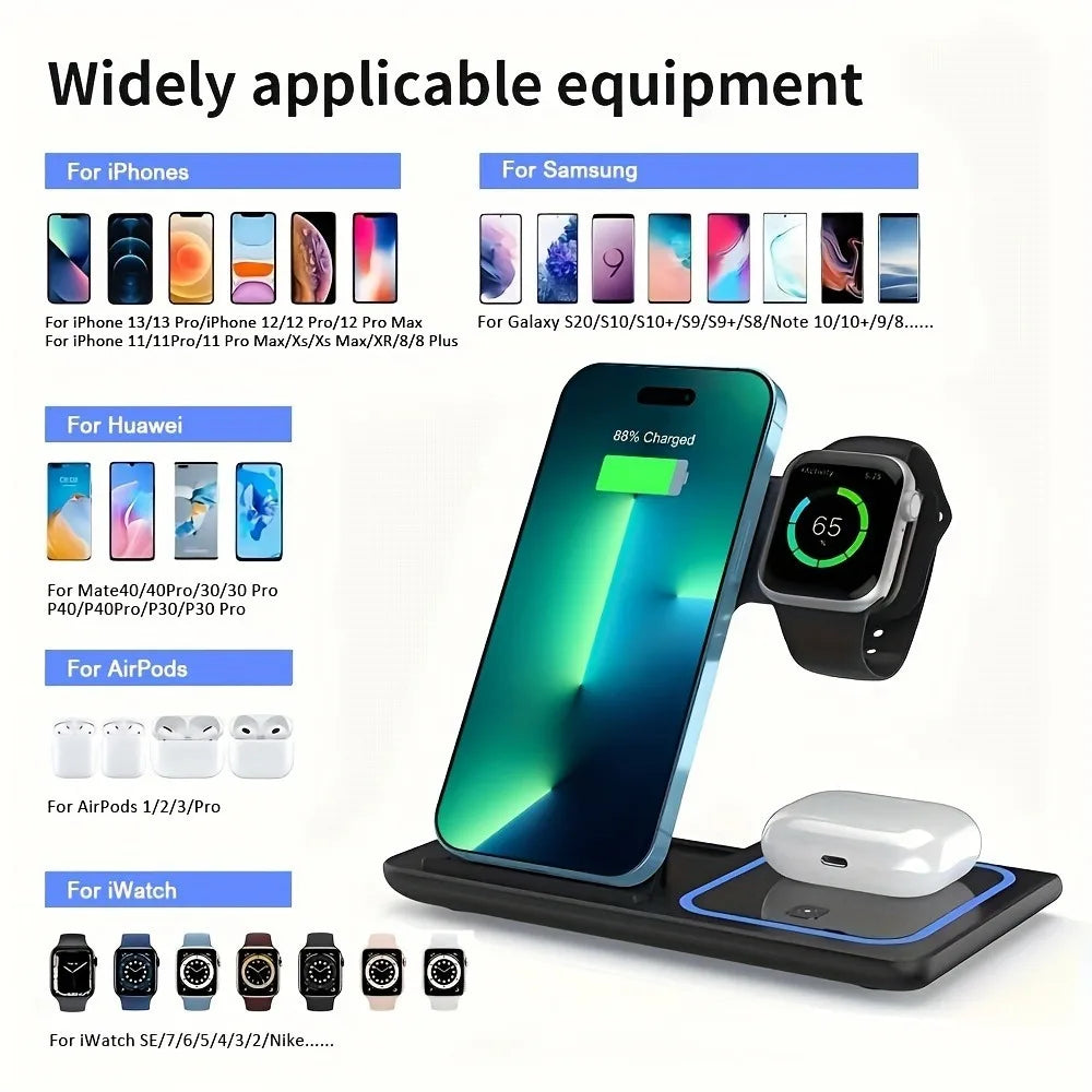 Ładowarka bezprzewodowa  3w1 - ładowanie indukcyjne!